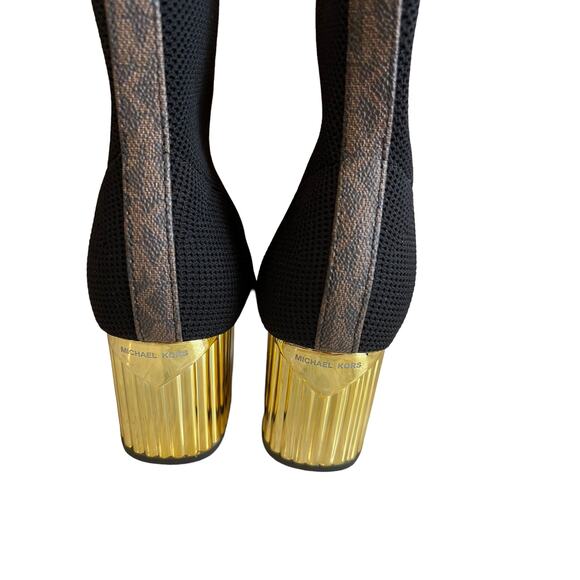 Michael Kors Galvanized Heel Pull On Stretch Ankle Booties Black 8 - Picture 4 of 9